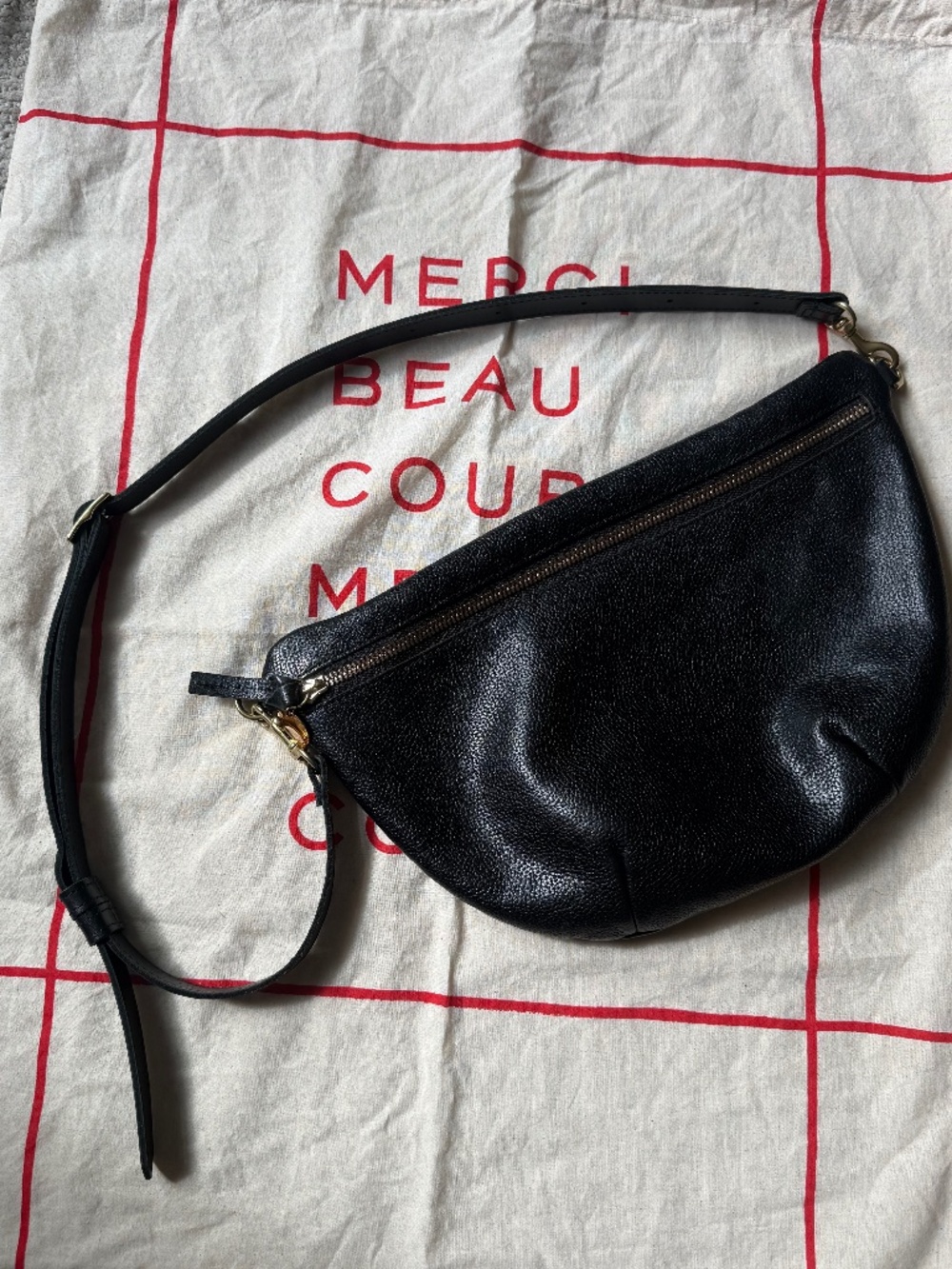 Clare V Grande Fanny Black Pebbled Petit Caviar Leather